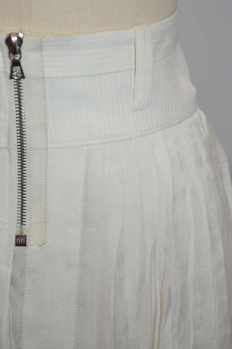 white silk pleated skirt