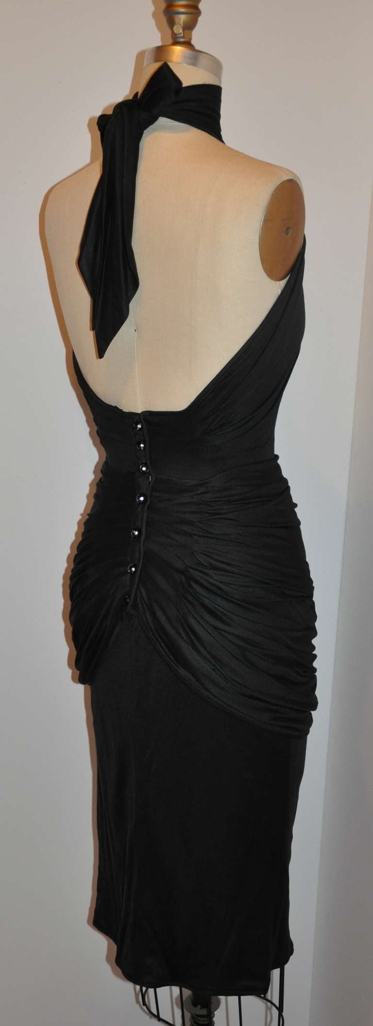 Vintage BodyHugging Silk Jersey Halter Style Cocktail Dress at 1stDibs