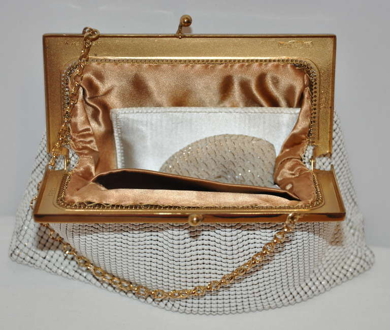 whiting and davis white mesh purse