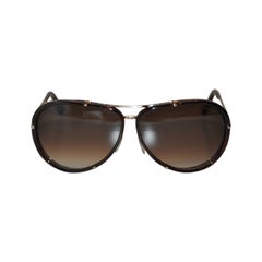 Tom Ford Brown Lucite with Gold Hardware Frame and Accent Sunglasses