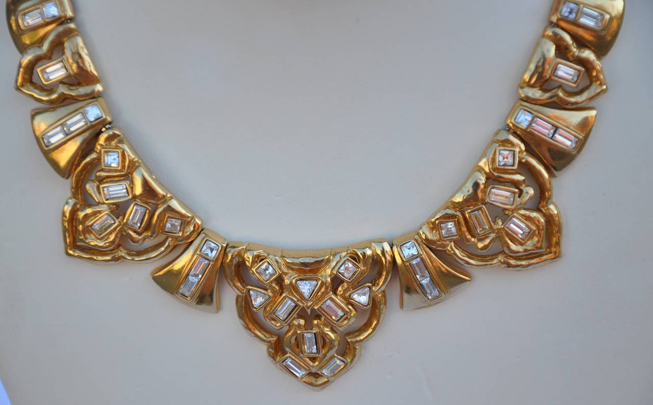 Yves Saint Laurent Thick Gold Vermeil Necklace with Matching Earrings Set In Good Condition For Sale In New York, NY