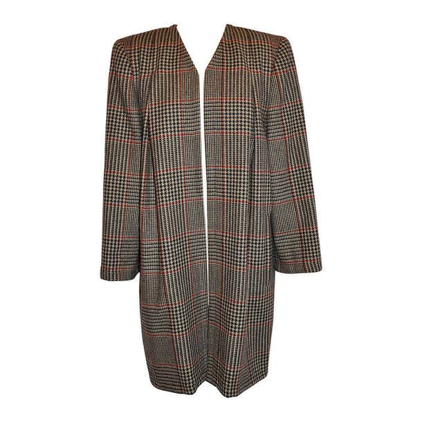 Valentino Fully Lined Multicolor Plaid Open Coat at 1stDibs