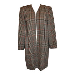 Valentino Fully Lined Multicolor Plaid Open Coat