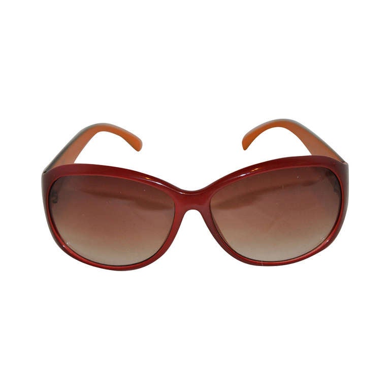 Loulou de la Falaise Warm Brown Lucite Sunglasses with Case