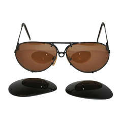 Porsche by Carrera Black Hardware "Flip" Sunglasses with Additional Lens