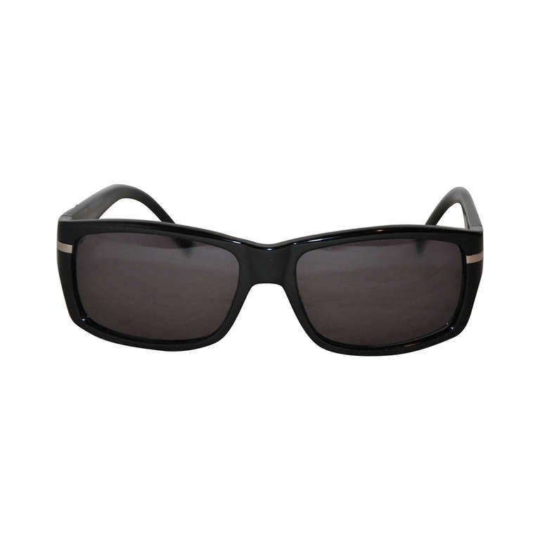 Yves Saint Laurent Black Lucite with Gold Hardware Sunglasses For Sale