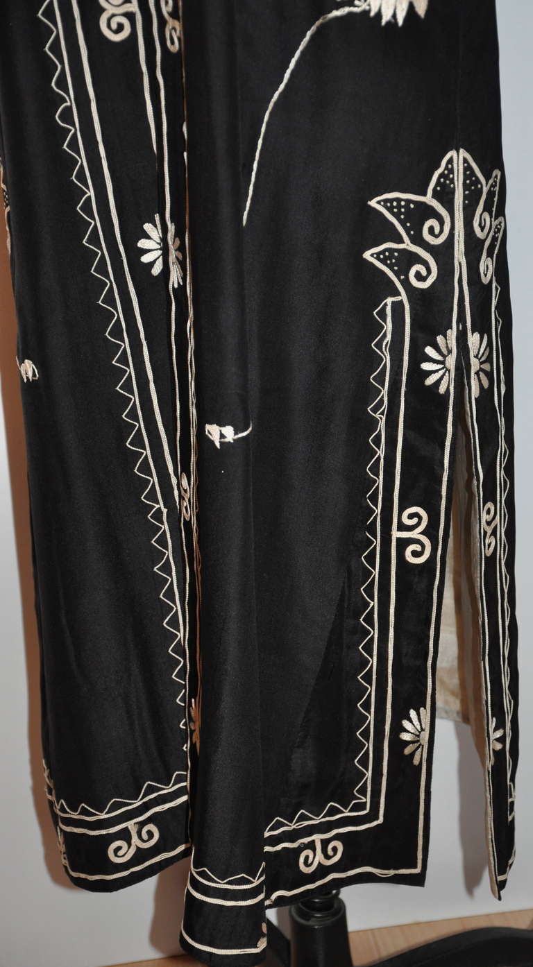 Black Vintage Kimono of Hand-Embroidered 