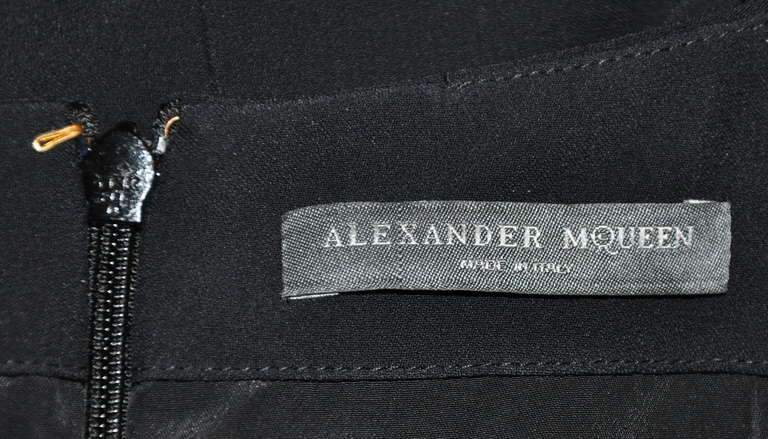 Alexander McQueen Fully Lined Black Two-Tiered Cut-Out Dress In Excellent Condition For Sale In New York, NY
