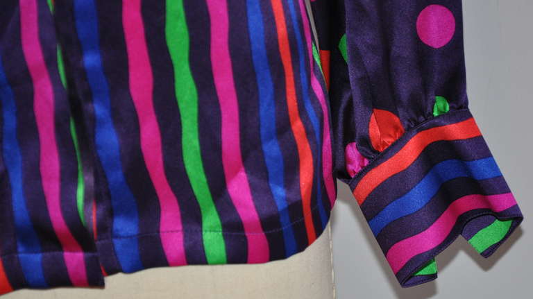 Escada by Margaretha Ley Escada Multi-Color Bold Abstract Crepe de Chine Blouse in vendita 1