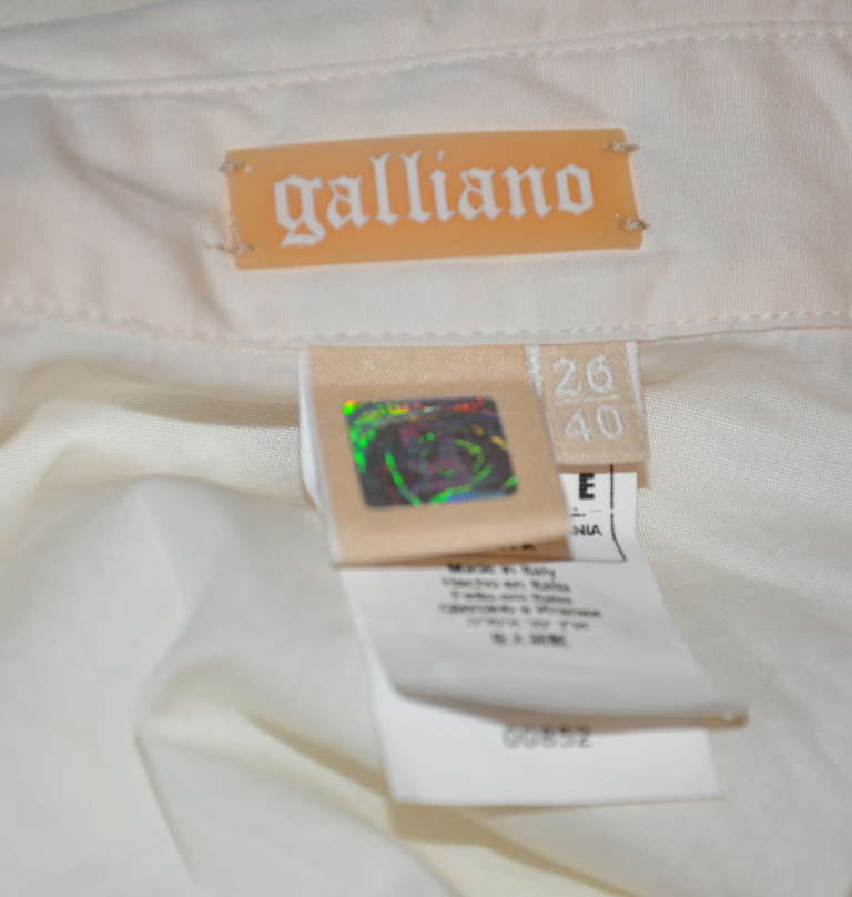 John Galliano White Blouse with Hand-Embroidered Accent In Good Condition In New York, NY