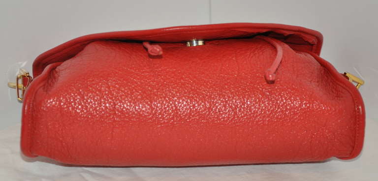Women's Carlos Falchi Textured Red Calfskin Drawstring Clutch/ Shoulder Bag