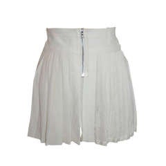 Marc Jacobs White Silk Pleated Zipper Front Mini Skirt