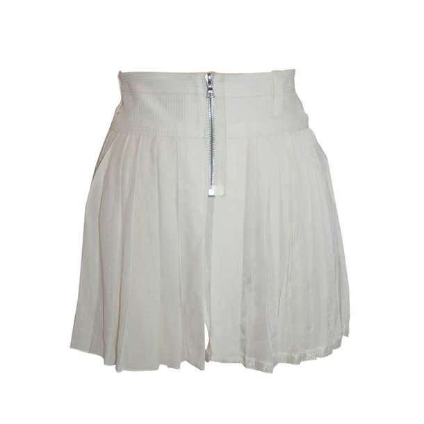 Marc Jacobs White Silk Pleated Zipper Front Mini Skirt For Sale at ...