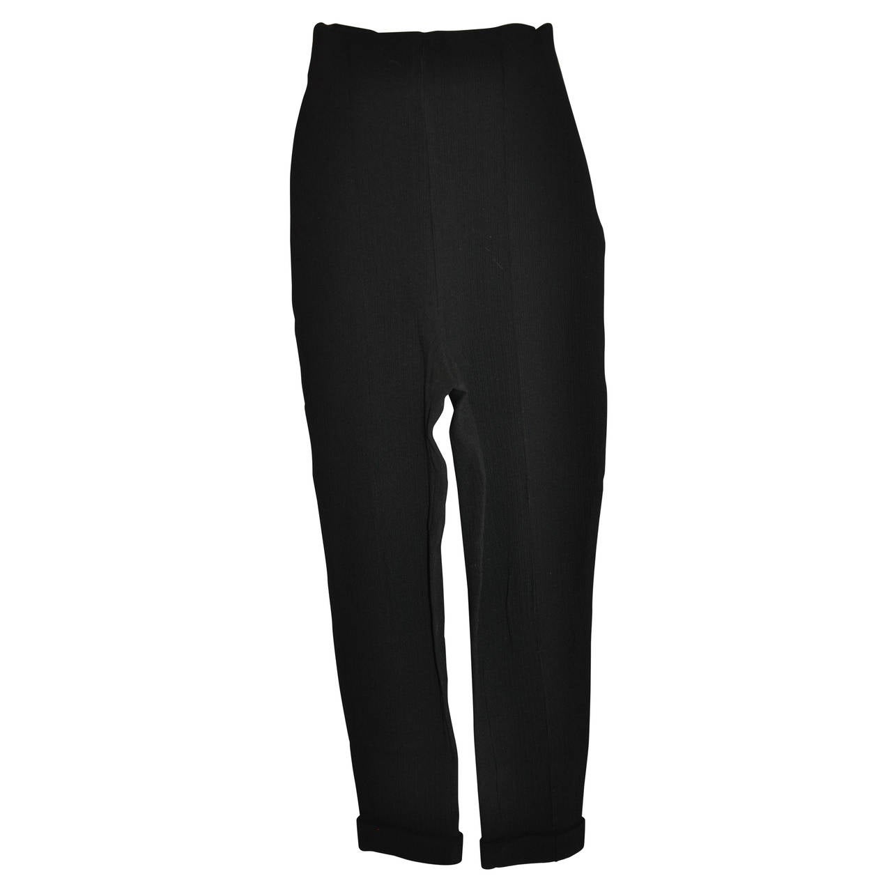 Romeo Gigli - Pantalon noir à fermeture éclair latérale, taille haute en vente