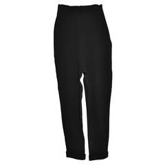 Retro Romeo Gigli Black High-Waist Side-Zipper Trouser