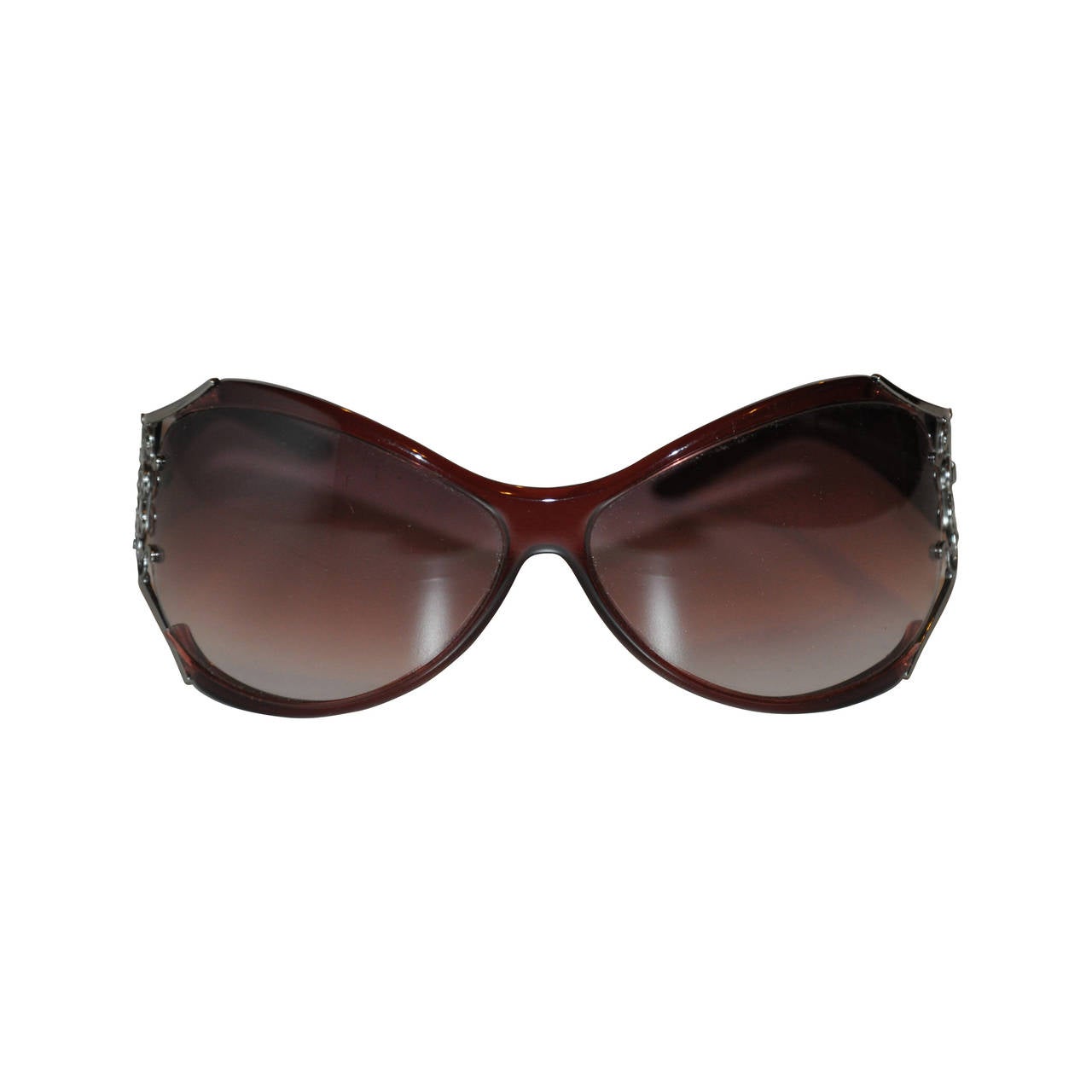 Yves Saint Laurent Violet Lucite "Swirls" Hardware Accent Sunglasses