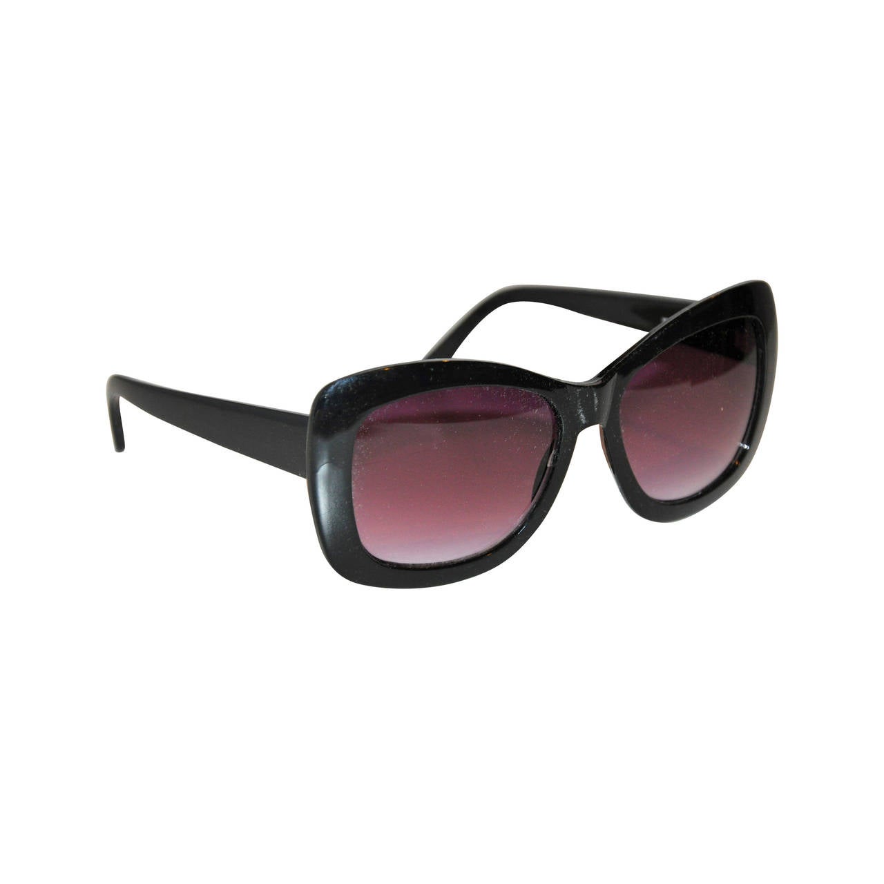 Halston Thick Black Lucite Sunglasses