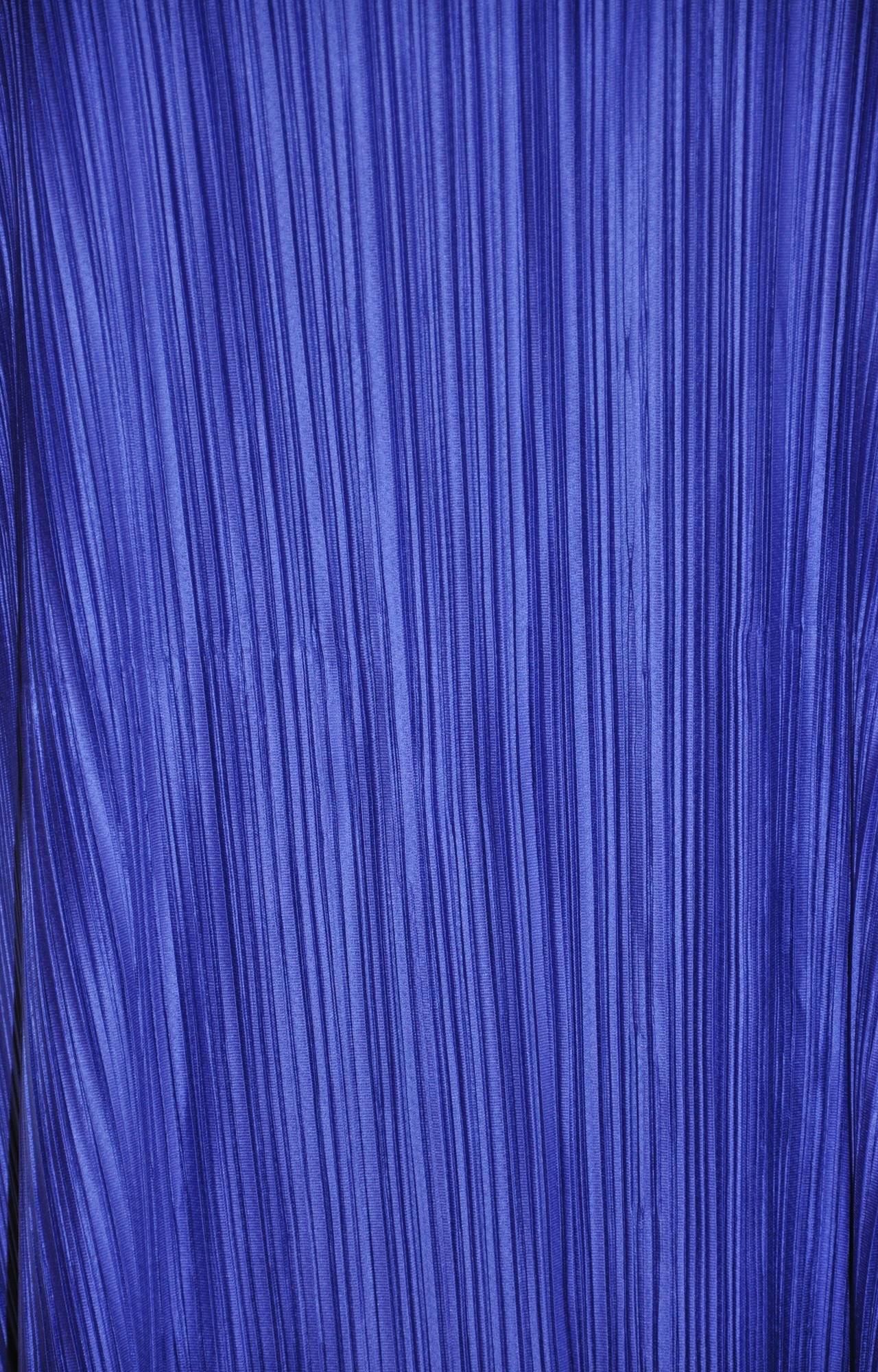 Purple Issey Miyake Signature Pleated Blue Lapis Open Coat