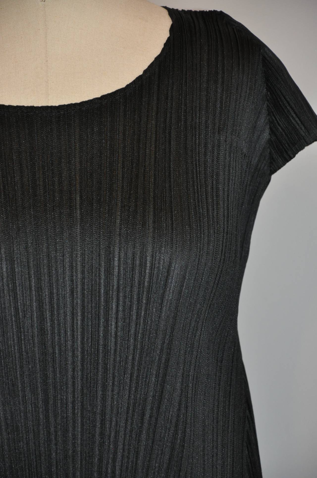 issey miyake black pleated dress