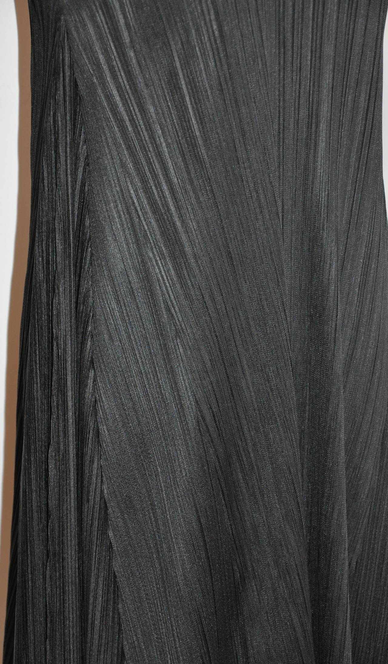 Issey Miyake Signature Black Pleated Flared Dress For Sale at 1stDibs