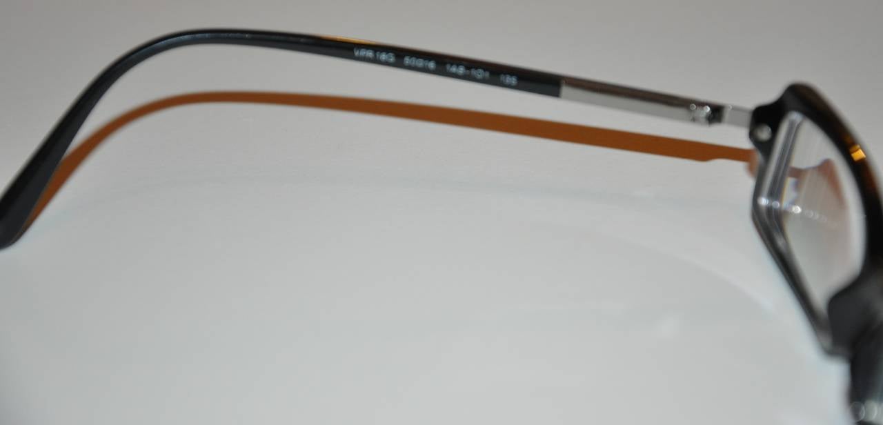 Gray Prada Black Lucite with Interior Silver Hardware Accent Glasses