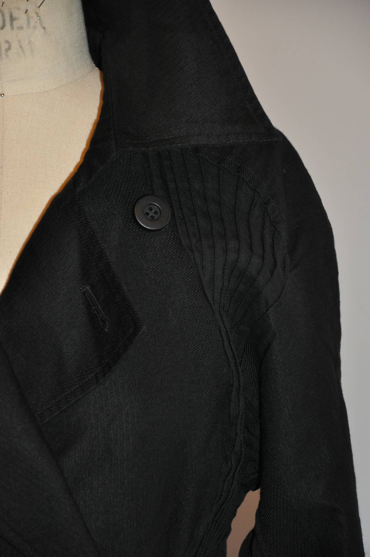 Issey Miyake Dramatic Black Trench-Style Coat with Belt 1