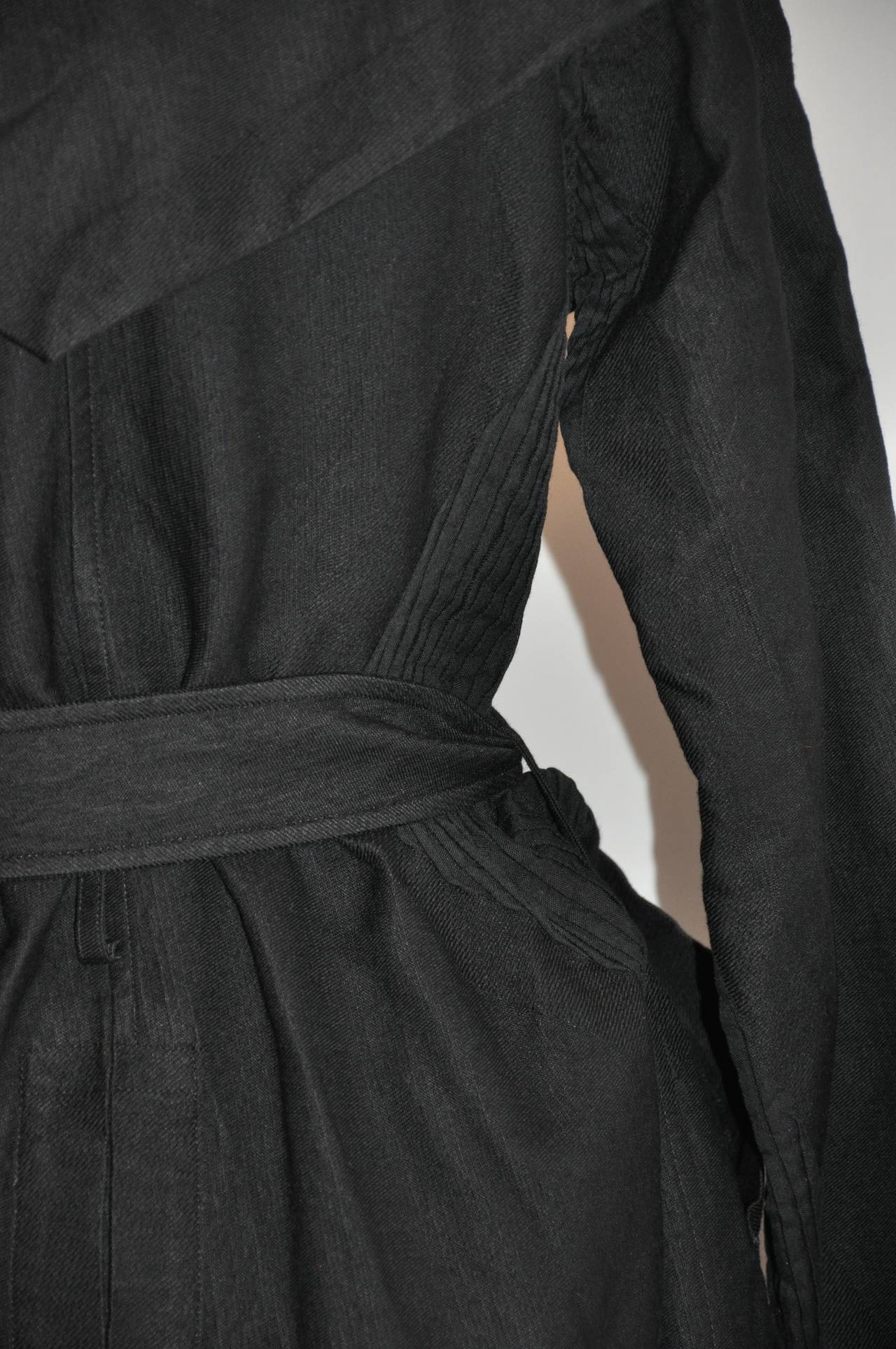 Issey Miyake Dramatic Black Trench-Style Coat with Belt 5