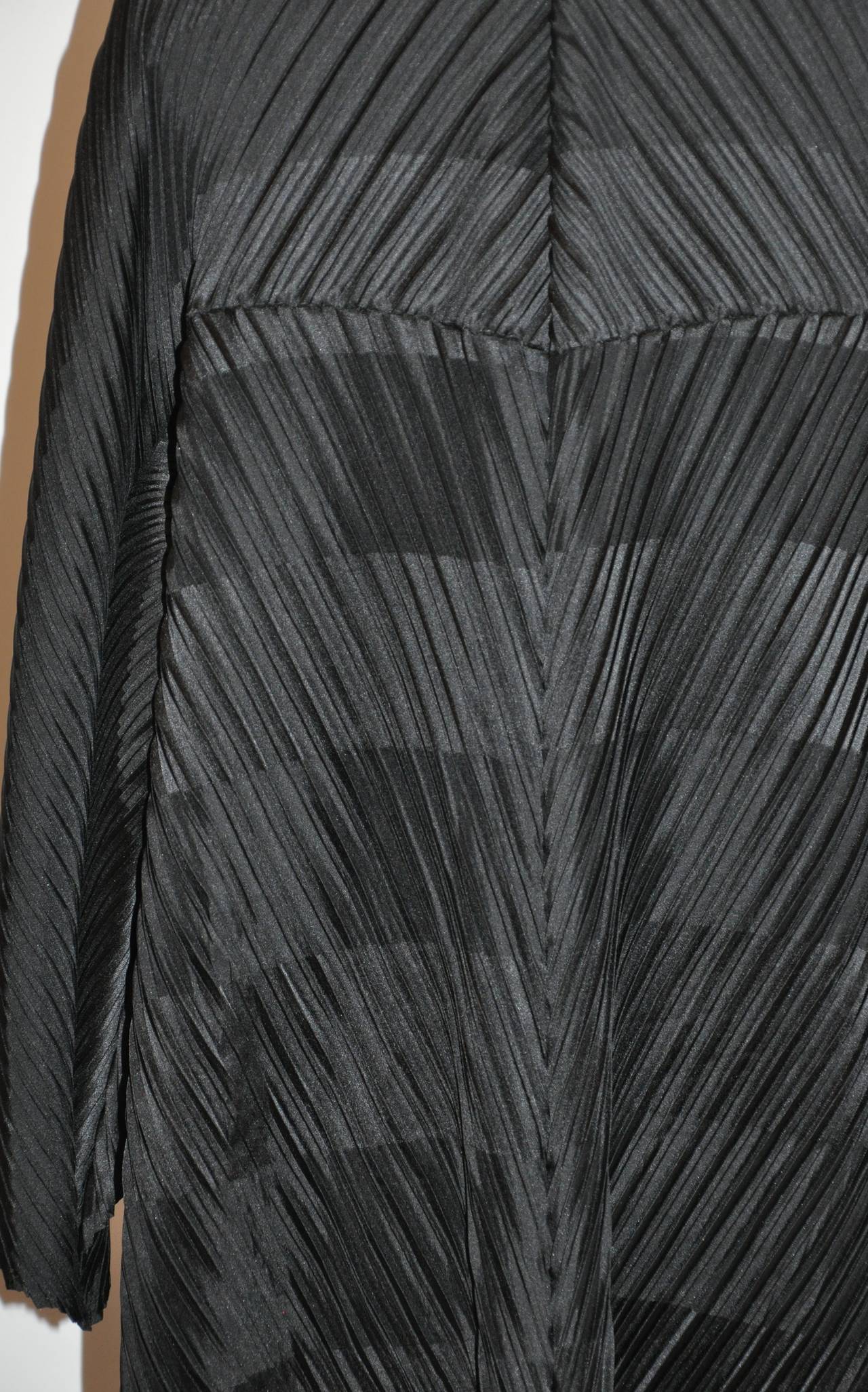 Issey Miyake Signature Pleated Medium-Weight Black Multi-directional Coat 1