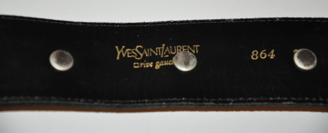 Black Yves Saint Laurent Suede with Detailed Top-Stitching and Silver Hardware Belt For Sale