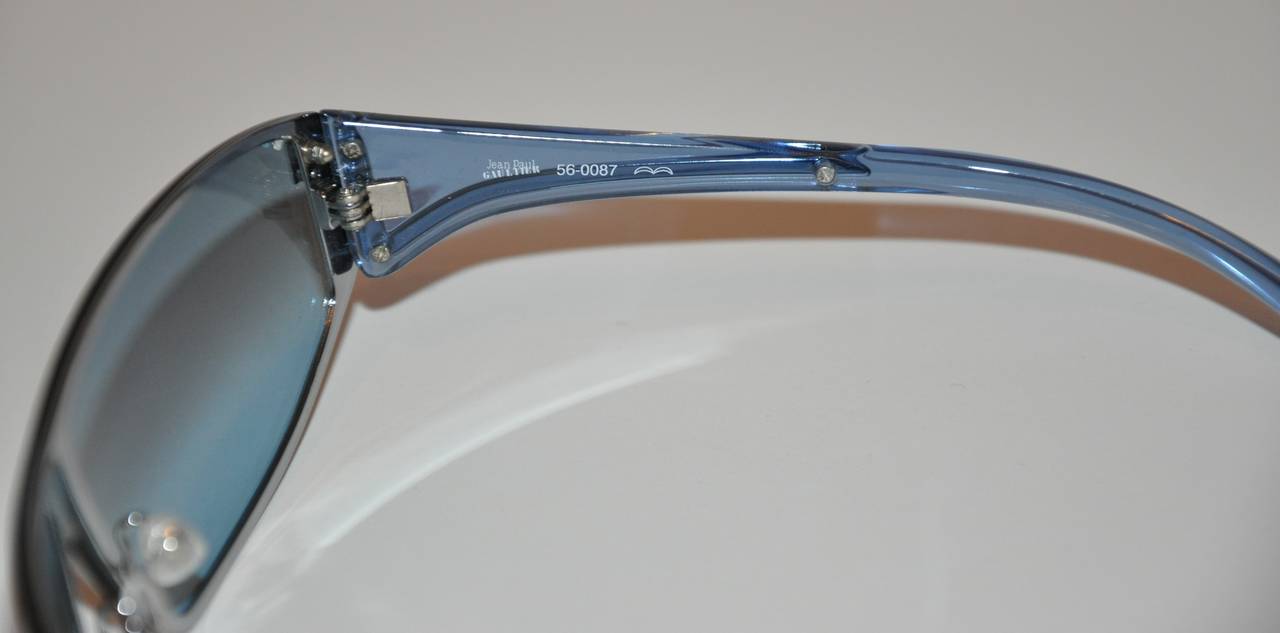 Gray Jean Paul Gaultier Blue Lucite with Blue Shade Sunglasses