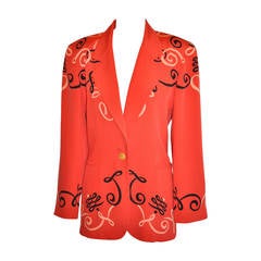 Vintage Escada Bold Red "Graffiti" Silk Jacket