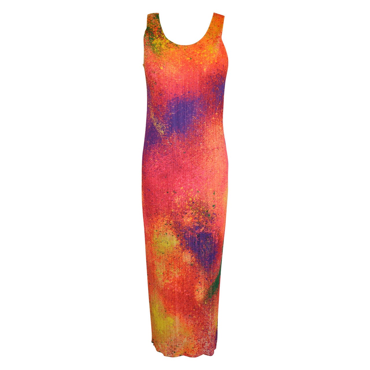 Issey Miyake Signature Pleated "Graffiti" Maxi Dress