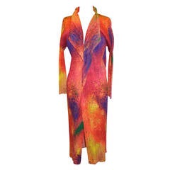 Issey Miyake Signature Pleated Multi-Color "Graffiti" Open Coat 7