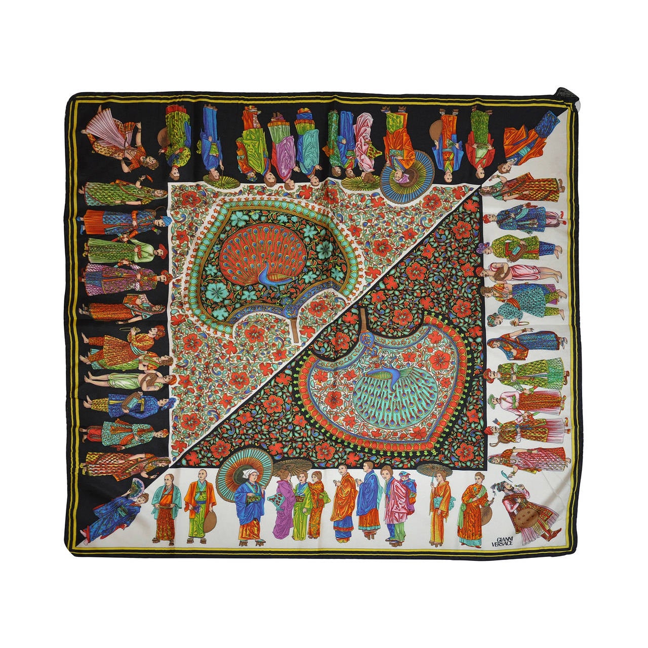 Gianni Versace Multi-Color Multi-Characters with Palsey Silk Scarf