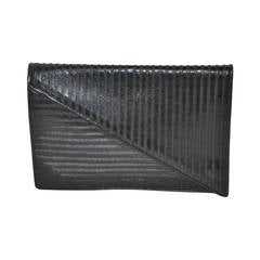 Fendi Black Calfskin with Detailed Embroidery Large Clutch