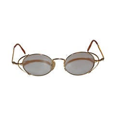 Retro Jean Paul Gaultier Gold Hardware Frames with Tortoise Shell Accent Glasses