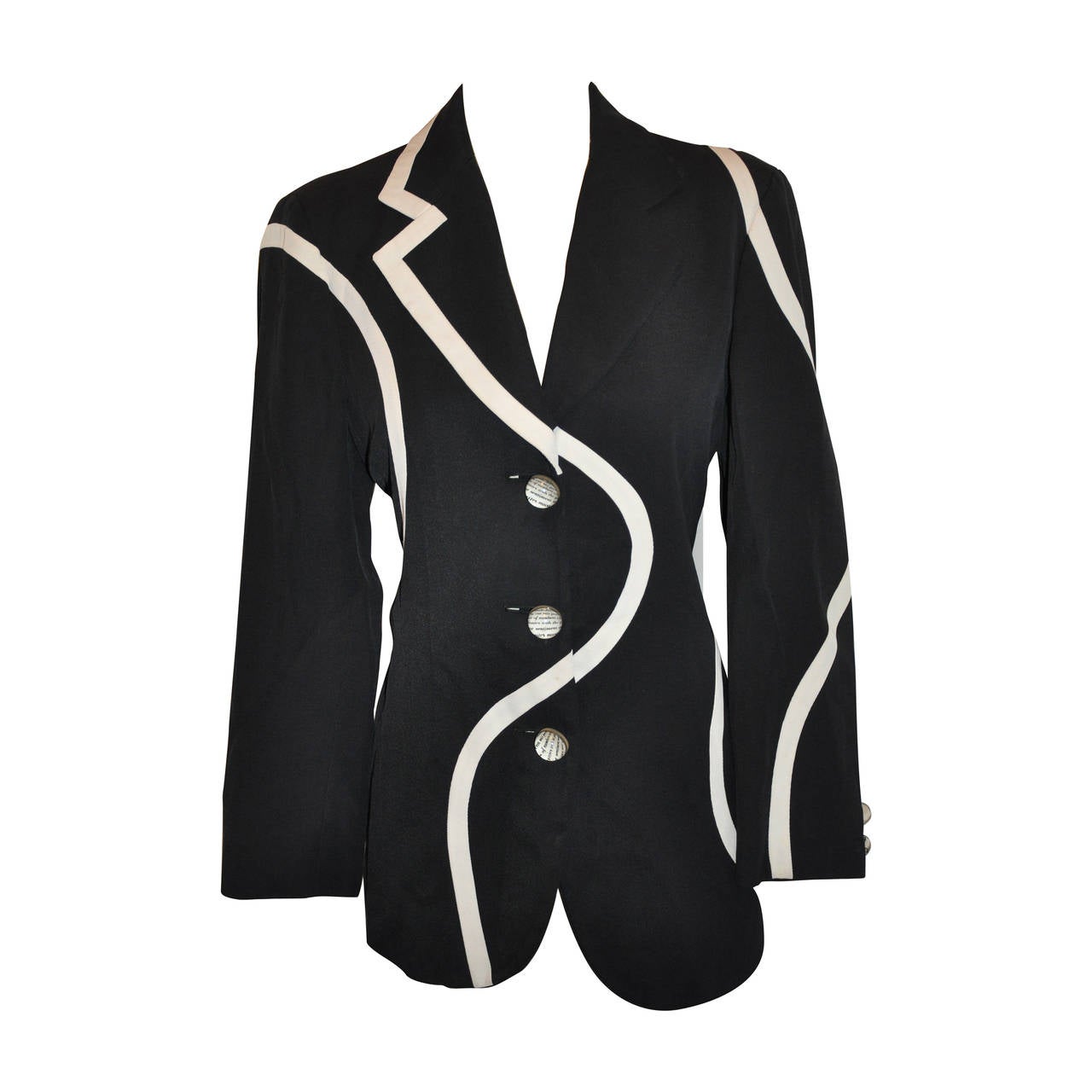 Moschino "Cheap & Chic" "Swirl" Black & White with Bubble Buttons Jacket For Sale
