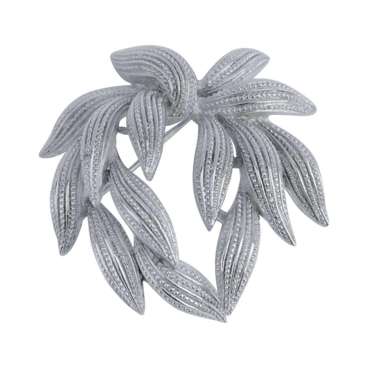 Trifari Polished Silver-Tone "Wreath" Brooch For Sale