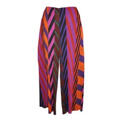 Issey Miyake Signature Pleated Bold Multi-Color Abstract Trousers