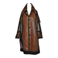 Issey Miyake Multi-Color Multi-Stripe Bold Abstract Flared Car Coat