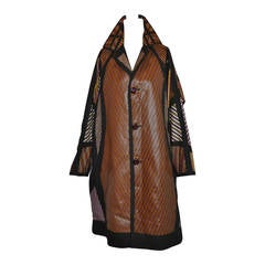 Issey Miyake Multi-Color Multi-Stripe Bold Abstract Flared Car Coat 3