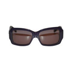 Moschino Thick Black Lucite with Heart Crystal Accent Sunglasses
