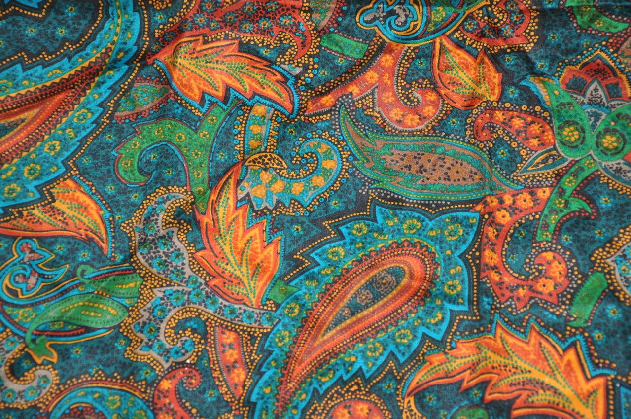 Honey Multi-Color Palsey Print Silk Scarf For Sale at 1stDibs