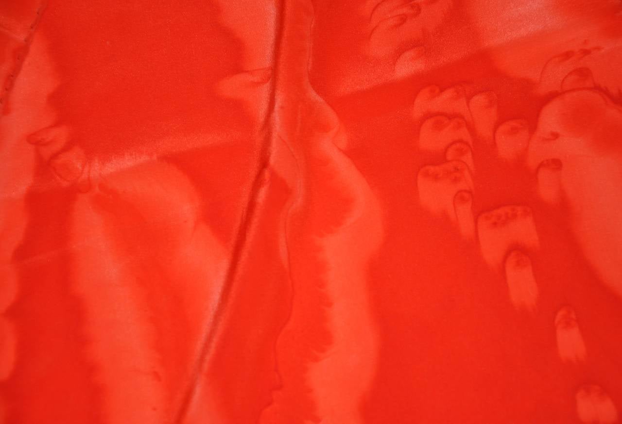 Multi-Shades of Hand-Dyed Red Silk Scarf In Excellent Condition In New York, NY