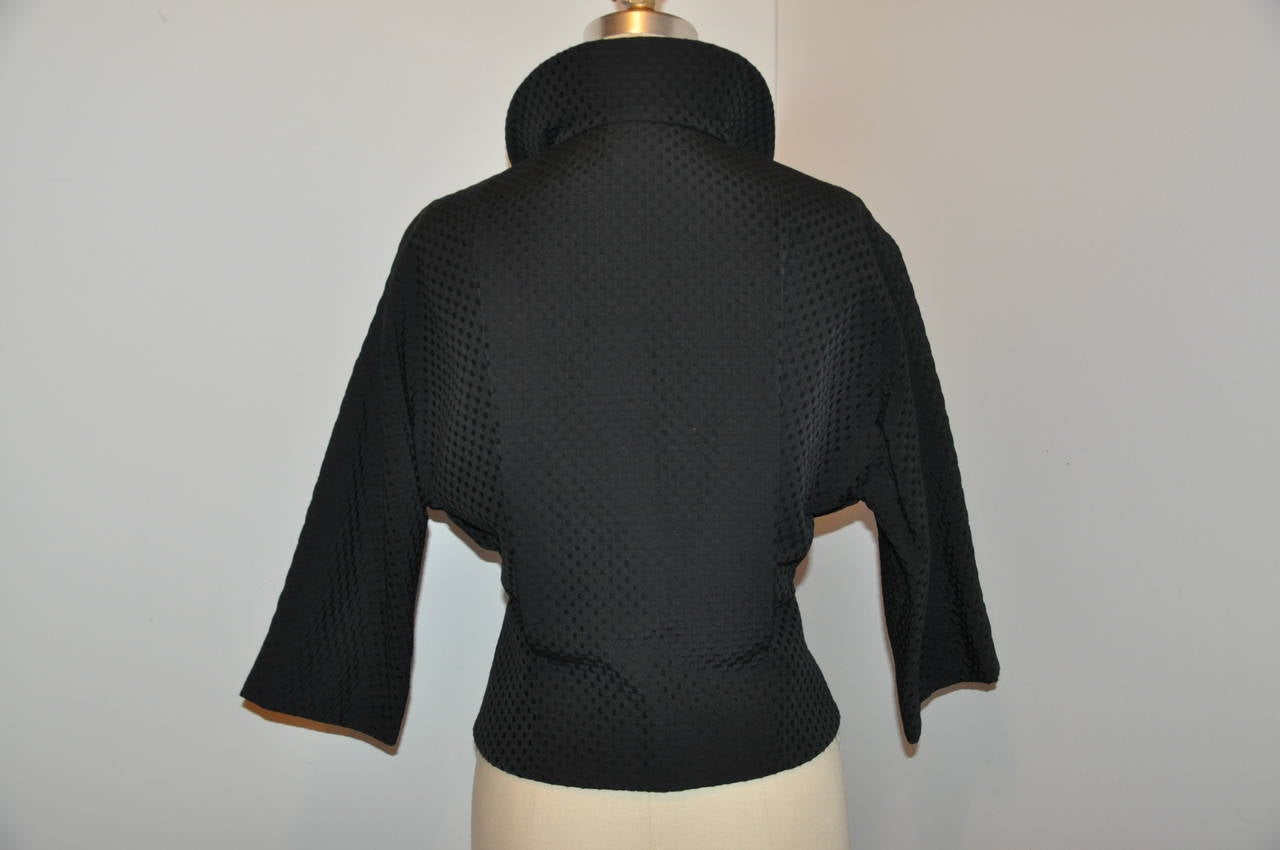 Moschino Black Cotton Domain Sleeve with Peplum Jacket In Good Condition For Sale In New York, NY