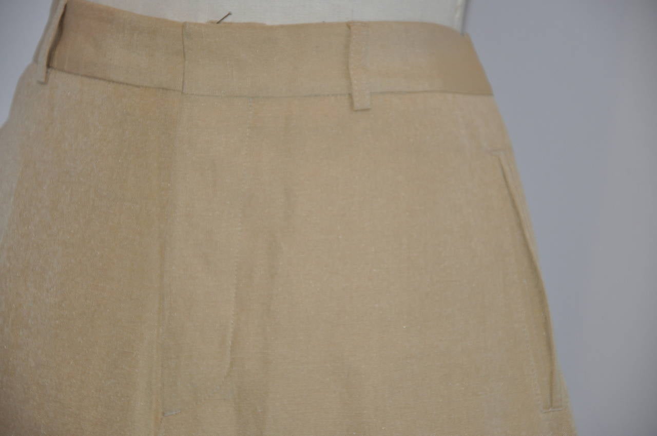 beige silk pants