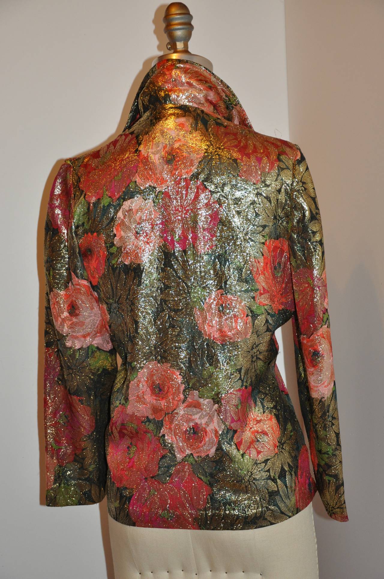 Judy Hornby Multi-Color Multi-Metallic Floral Jacket In Excellent Condition For Sale In New York, NY