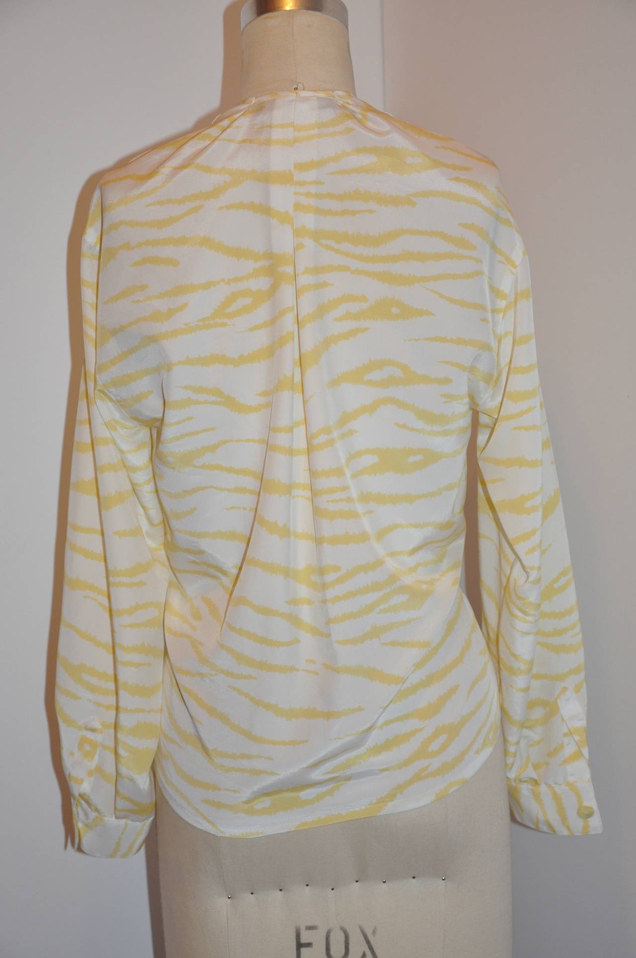 Louis Feraud Yellow and Cream Silk Blouse For Sale at 1stDibs | louis ...