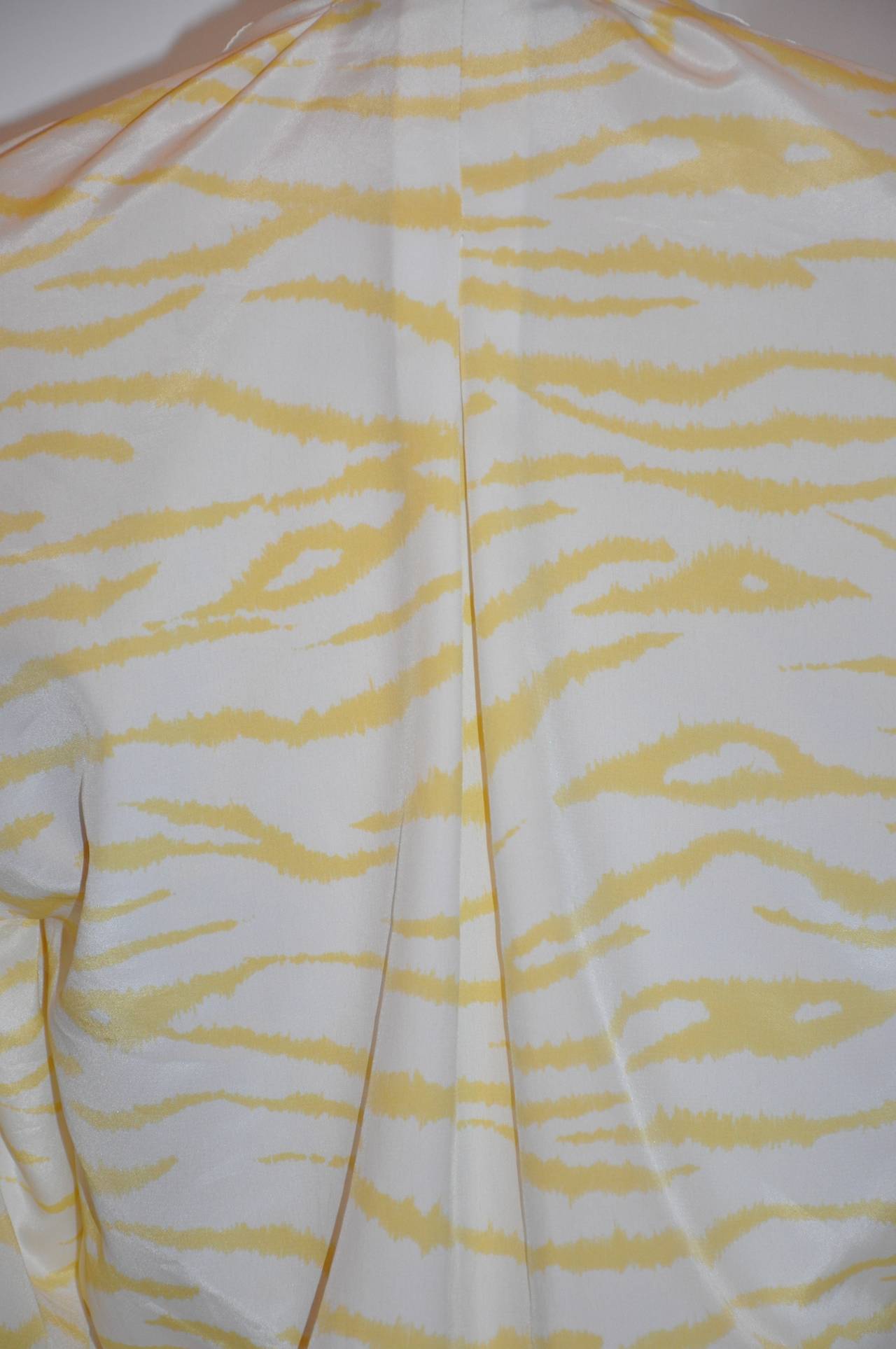 Beige Louis Feraud Yellow & Cream Silk Blouse For Sale