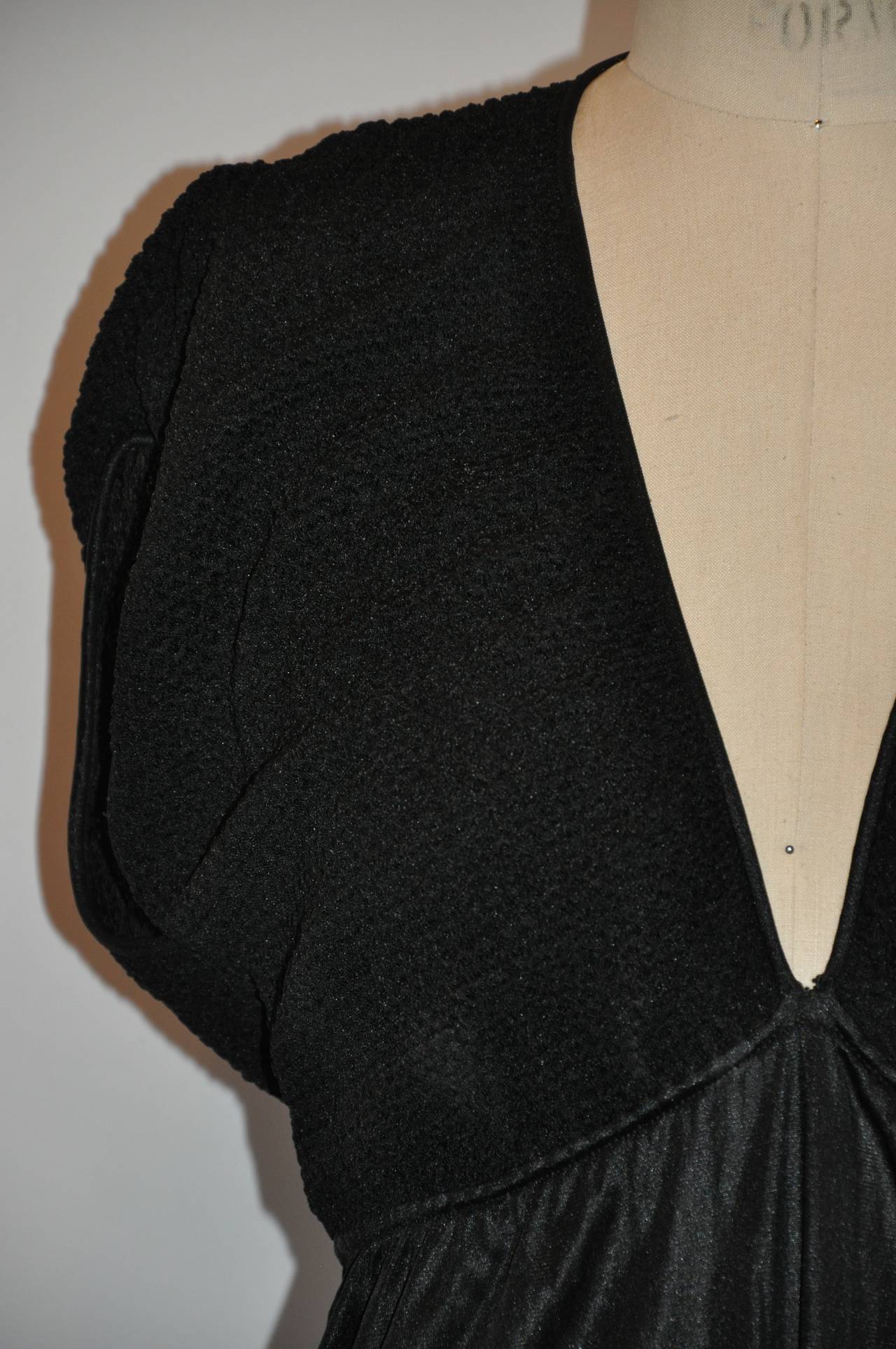 Black Empire-Style Stretch Lounge Maxi Dress For Sale at 1stDibs